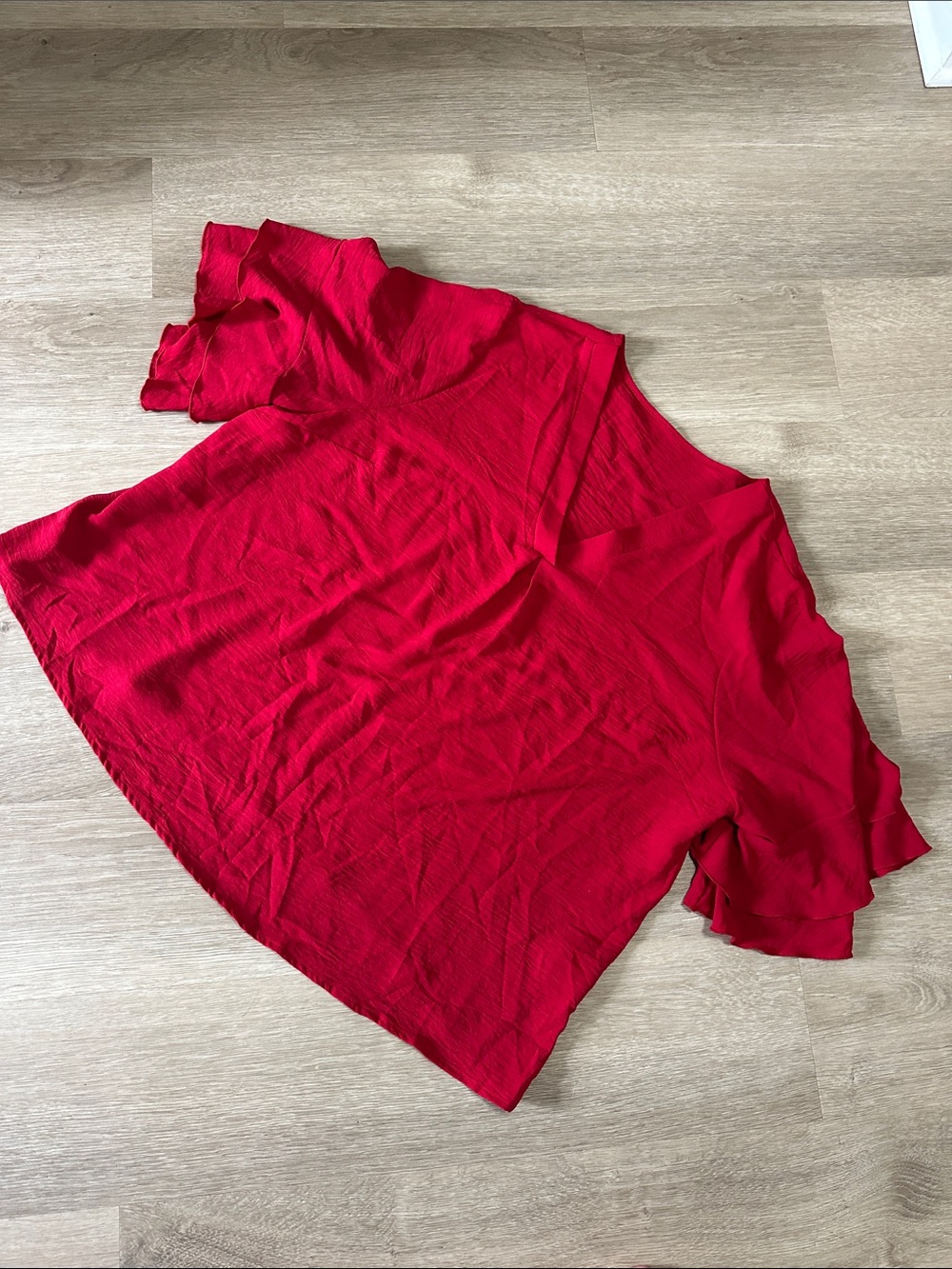 SHEIN Red Flutter Sleeve Blouse